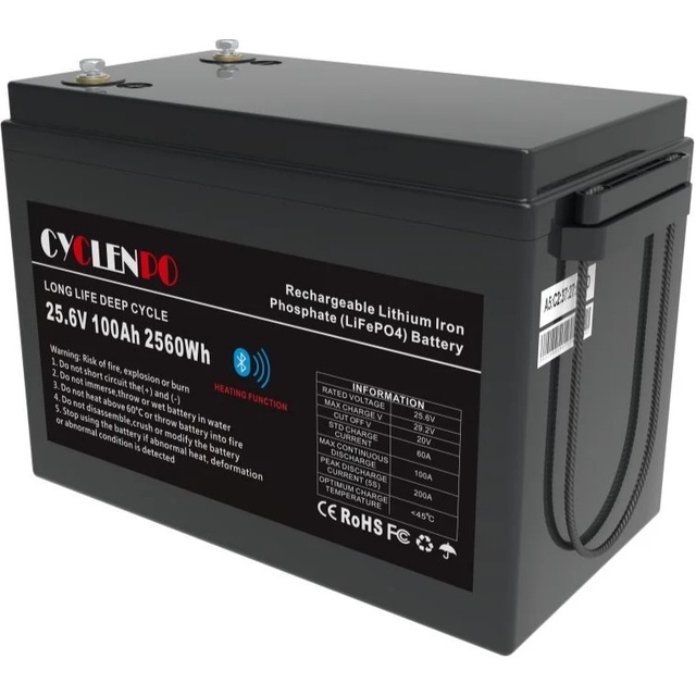 Аккумулятор литий-железо-фосфатный(LiFePo4) Cyclen 25,6V 100Ah LiFePo4 (подогрев/Bluetooth)