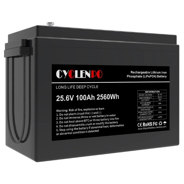 Аккумулятор литий-железо-фосфатный(LiFePo4) Cyclen 25,6V 100Ah LiFePo4 (подогрев/Bluetooth)