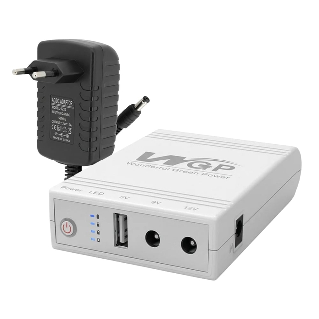 Комплект резервного питания WGP Mini UPS103A White 10400mAh и блок питания SPF-1202B 12V/2A (24W)