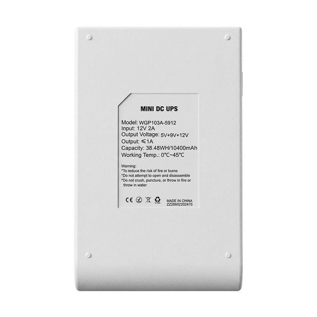 Комплект резервного питания WGP Mini UPS103A White 10400mAh и блок питания SPF-1202B 12V/2A (24W)