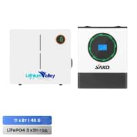 Sako SUNPOLO-11K 11KW/48V+150A MPPT S2 і АКБ 51.2V 100Ah Lithium Valley LV-BAT-W5.12Ac