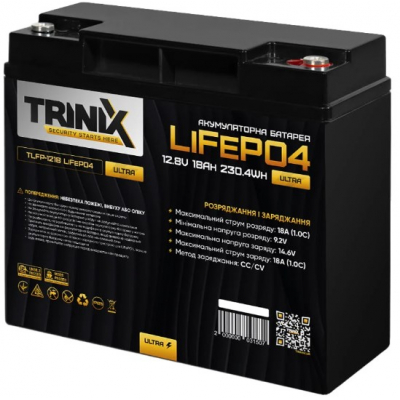 Аккумулятор литий-железо-фосфатный(LiFePo4) Trinix TLFP-1218 Ultra LiFePO4 12,8V 18Ah