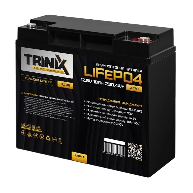 Аккумулятор литий-железо-фосфатный(LiFePo4) Trinix TLFP-1218 Ultra LiFePO4 12,8V 18Ah