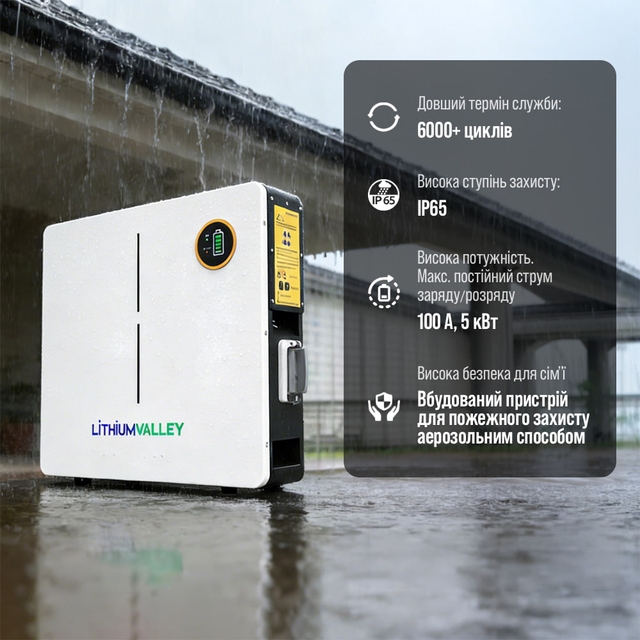 Аккумулятор литий-железо-фосфатный(LiFePo4) Lithium Valley LV-BAT-W5.12Ac (51,2V 100Ah)