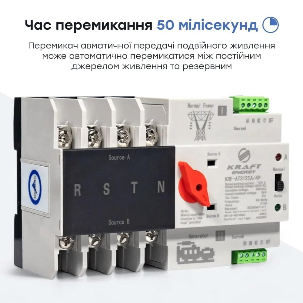 Автоматика для генераторов (АBP) Kraft KRF-ATS125A/4p