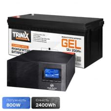 Комплект резервного питания Kraft KRF-AVR1000VA/800W-12V + АКБ Trinix TGL12V200Ah/20Hr GEL