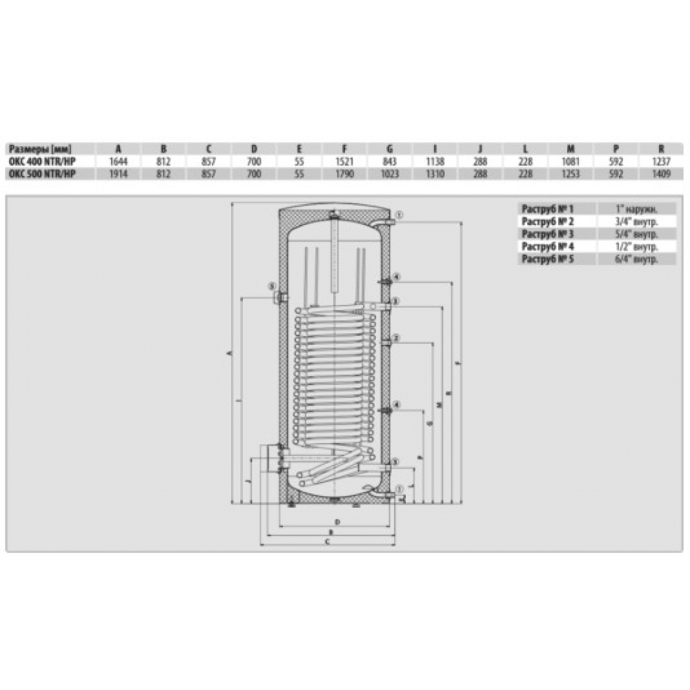 Бойлер косвенного нагрева Drazice OKC 500 NTRR/HP/SOL (121391402)