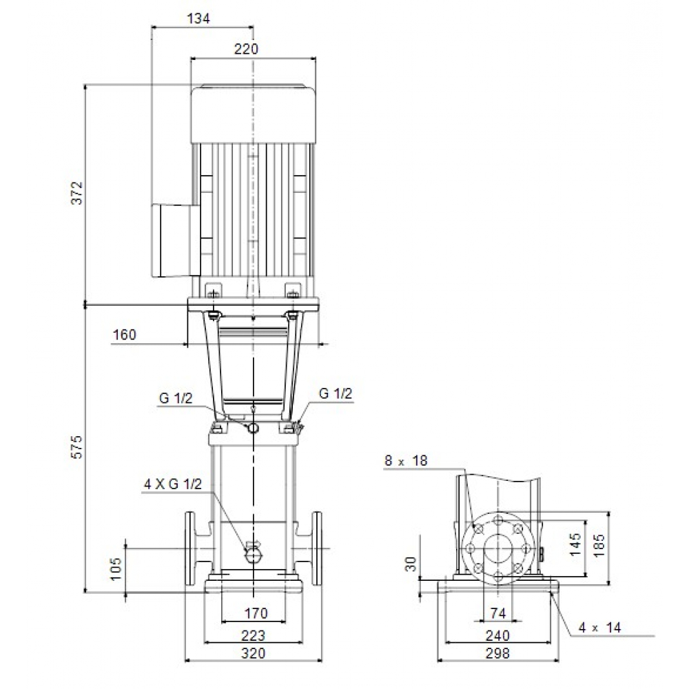 Поверхневий насос відцентрований Grundfos CR32-2 A-F-A-E-HQQE (96122009)