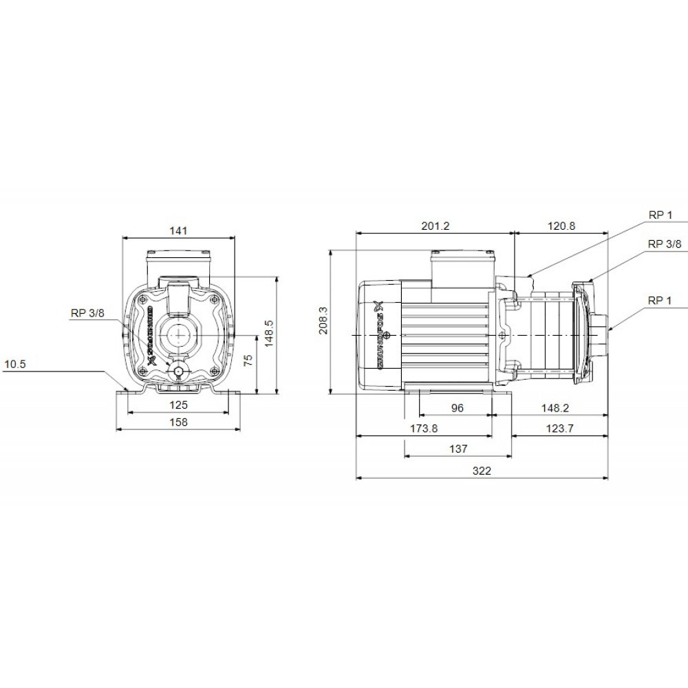 Поверхностный насос центробежный Grundfos CM3-4 A-R-A-E-AQQE C-A-A-N (97516565)