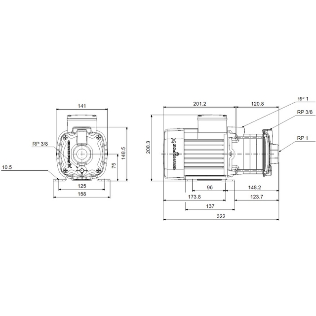 Поверхностный насос центробежный Grundfos CM3-4 A-R-A-E-AQQE C-A-A-N (97516565)