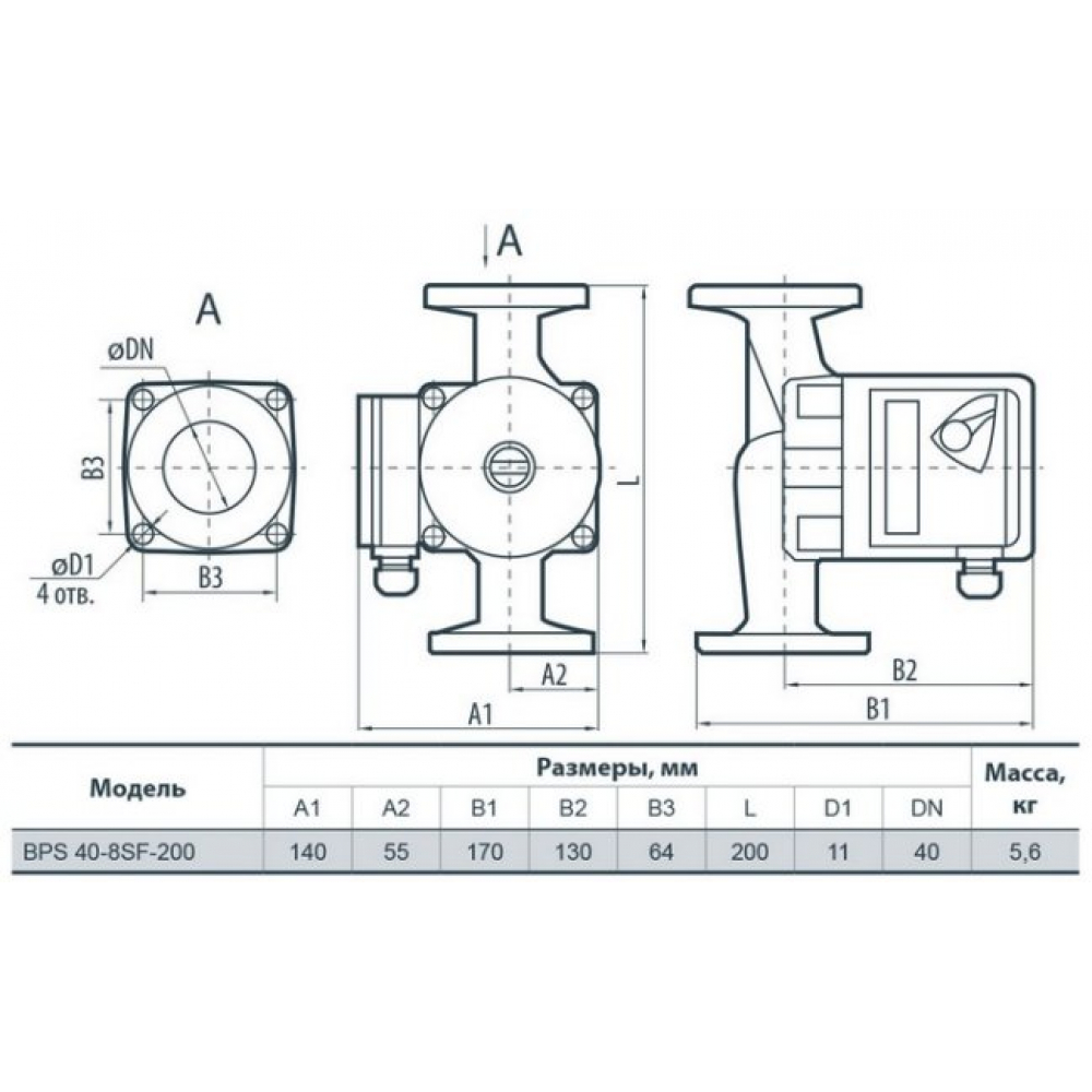 Циркуляционный насос NPO BPS 40-8SF-200 (122020)
