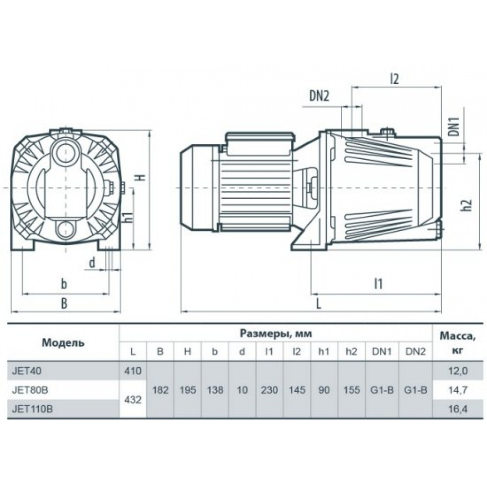 Поверхностный насос самовсасывающий NPO JET 110B