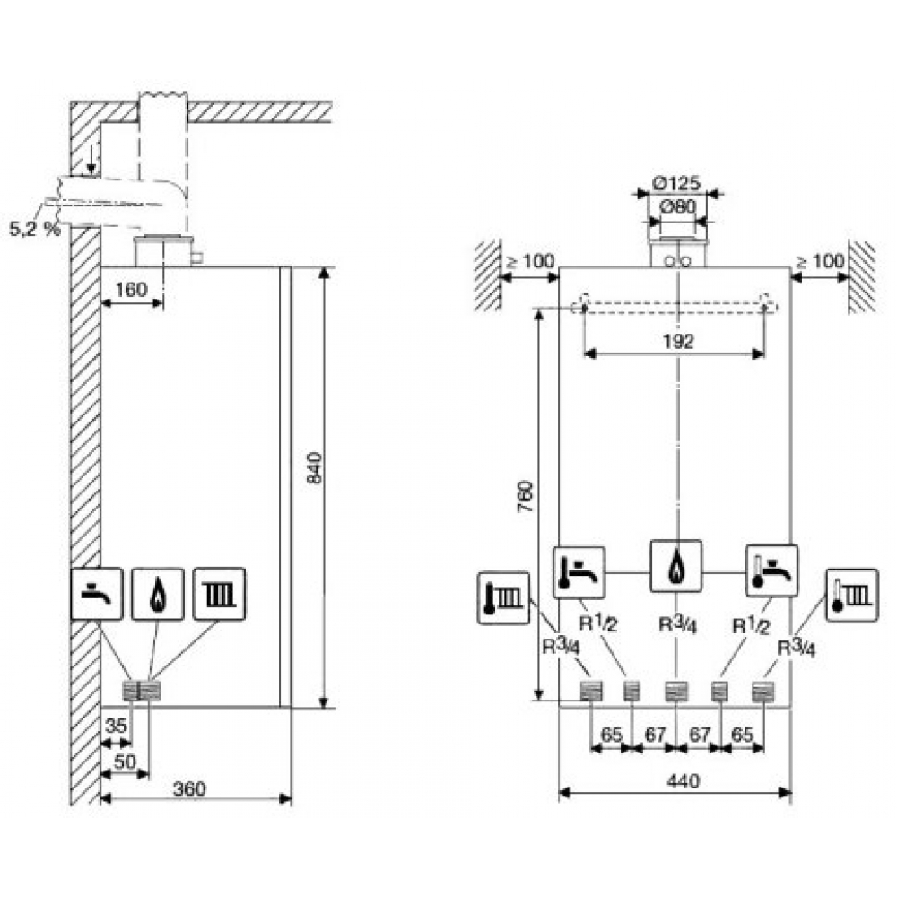 Котел газовый конденсационный Buderus GB172i-42 Logamax plus черный (7736900349)